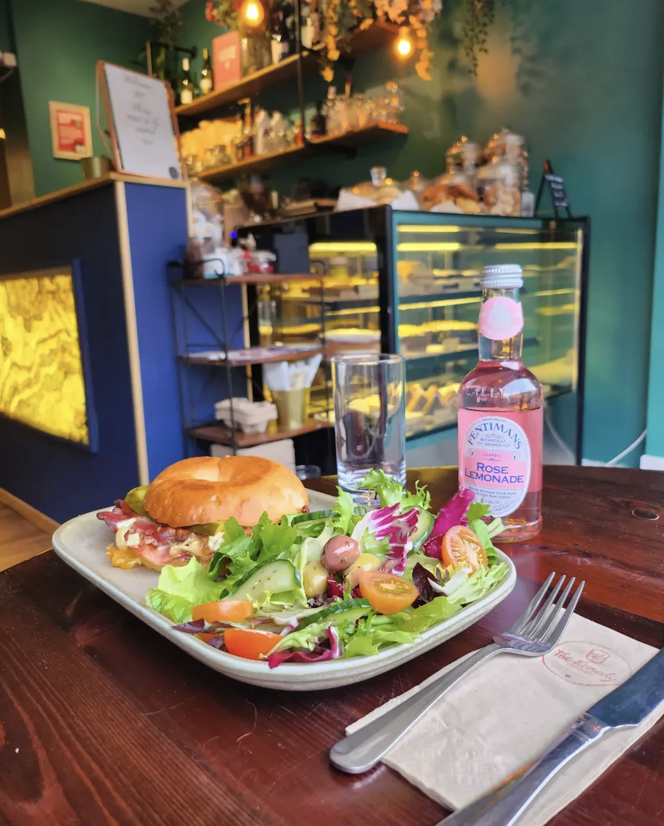 Bagel and salad